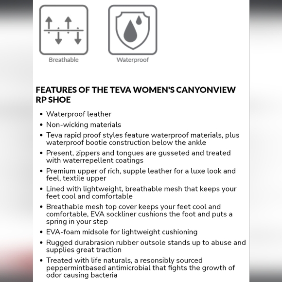 Teva Canyonview RP Waterproof Mid Trail Sneaker Women's 7 - Picture 12 of 12